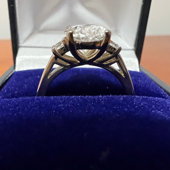 Moissanite Oval Three Stone Ring - Picture 4 of 5